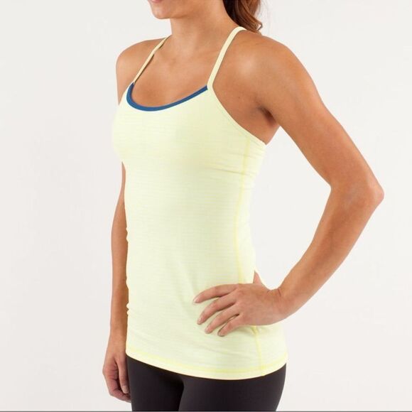 Lululemon Athletica Power Y yellow gray striped Racer Back bra Tank size 6 - Picture 5 of 6